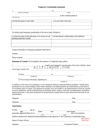Blank Temporary Custody PDF Form