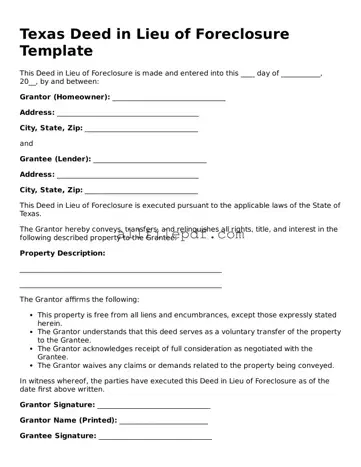 Official  Deed in Lieu of Foreclosure Document for Texas