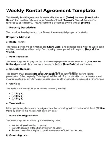 Blank Weekly Rental Agreement Template