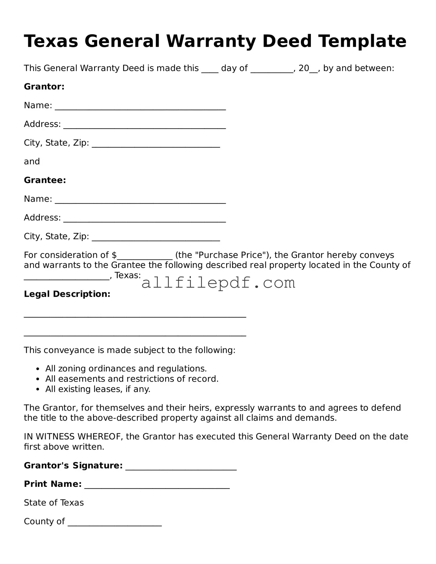 Official  Deed Document for Texas