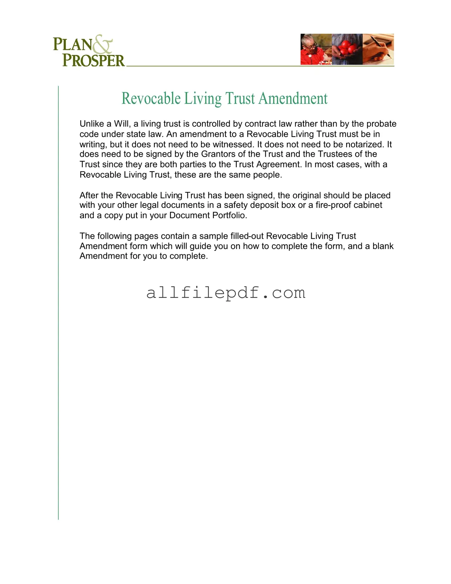 Blank Trust Amendment PDF Form